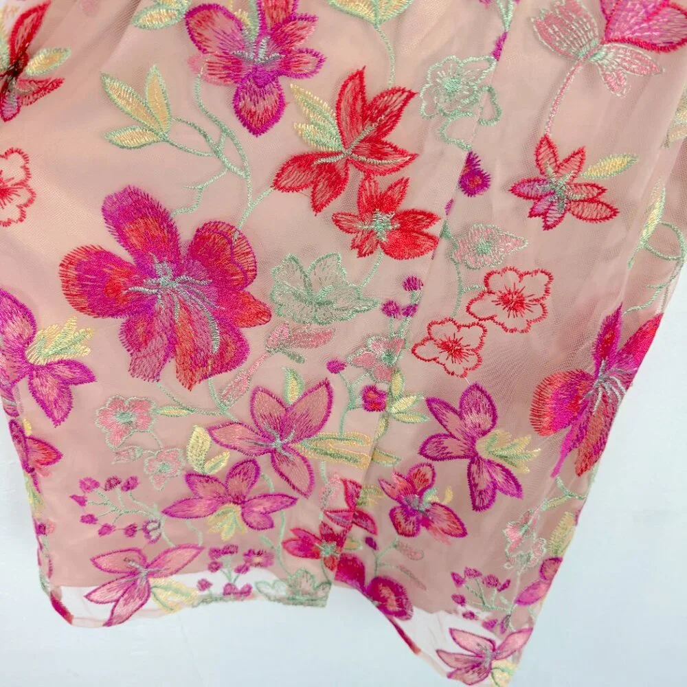 Eliza J Embroidered Sheath Dress Floral V-Neck Sleeveless Pink Size 6 EUC - Picture 11 of 16